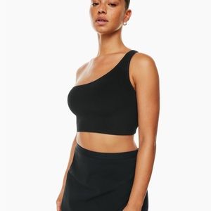 Aritzia Babaton One Shoulder Sculpt Knit Tank in Black